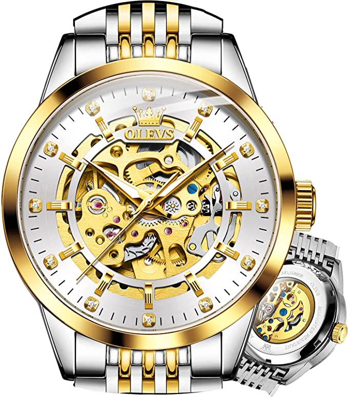 Relógio Masculino Mecânico Automático Ouro Luxo Esqueleto Aço Inoxidável Vestido Moda Negócios Luminoso Relógio Masculino Impermeável